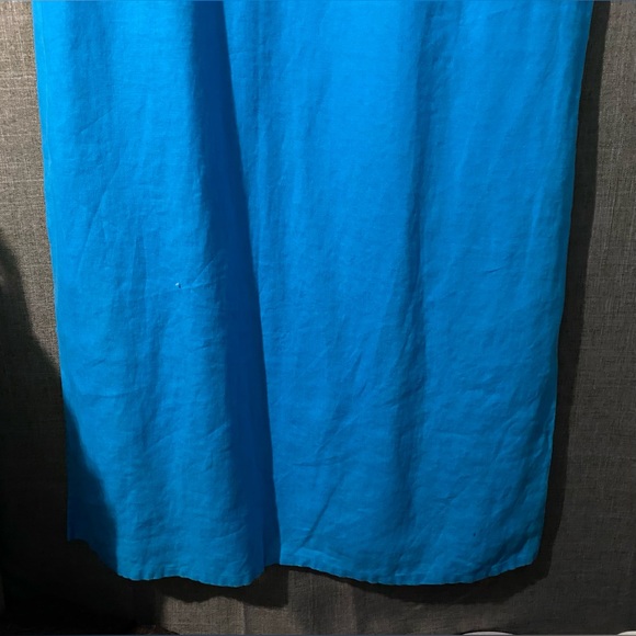 Vtg Bridgewater Studio sz 16W Short Sleeve V Neck Linen Maxi Dress Blue - Picture 3 of 9